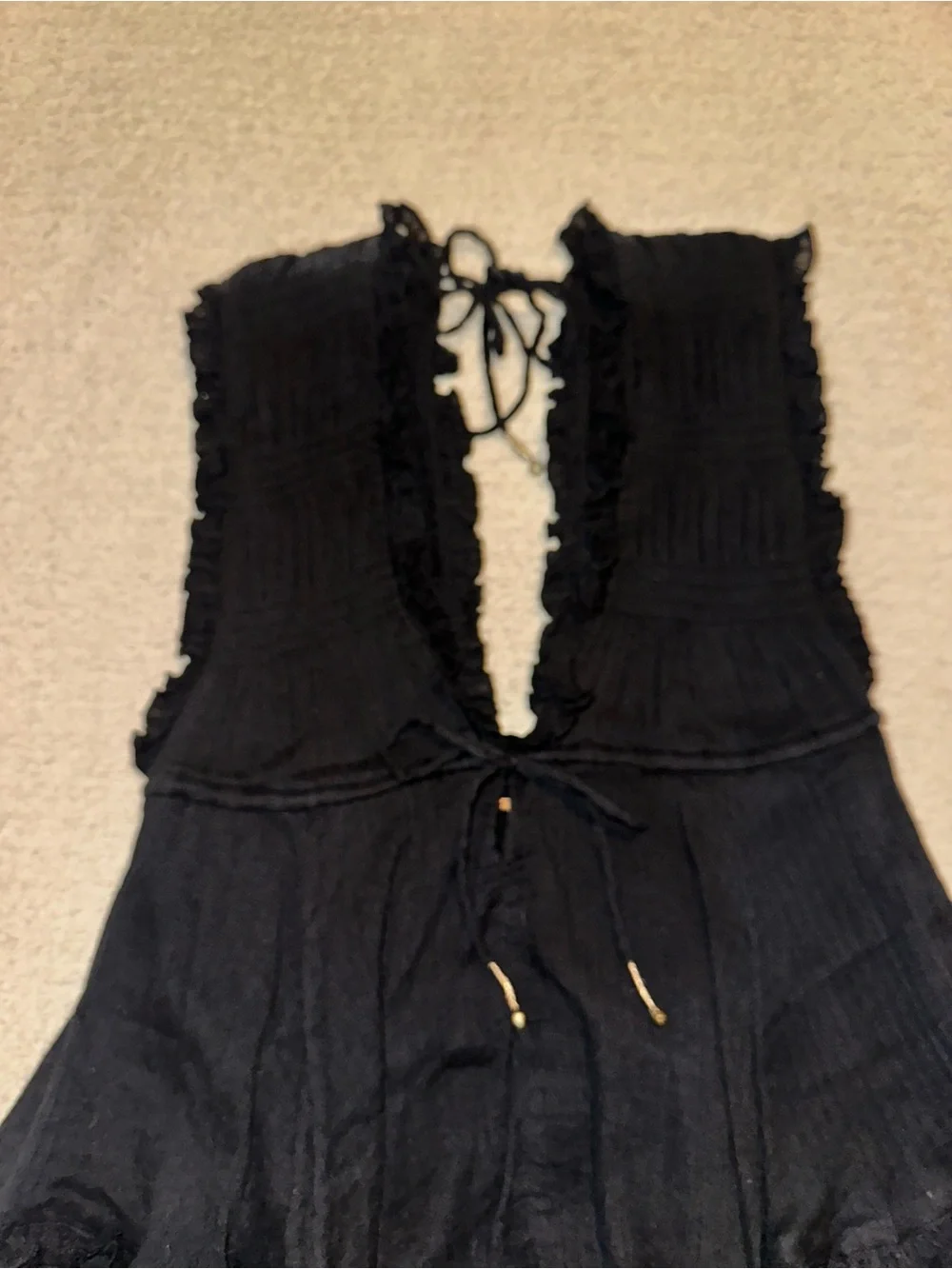 Free People Black Ruffle Tiered Mini Dress